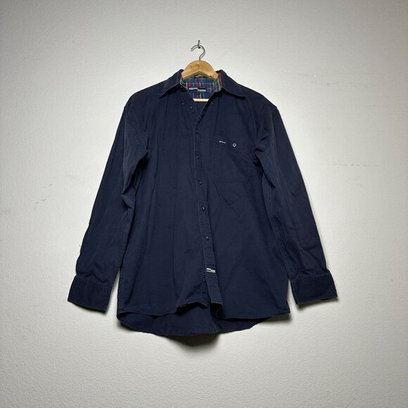 Urgent Gear Classic Shirt Button Up Plaid Lining Men Blue L Prep Formal Golf 90s - Picture 1 of 13